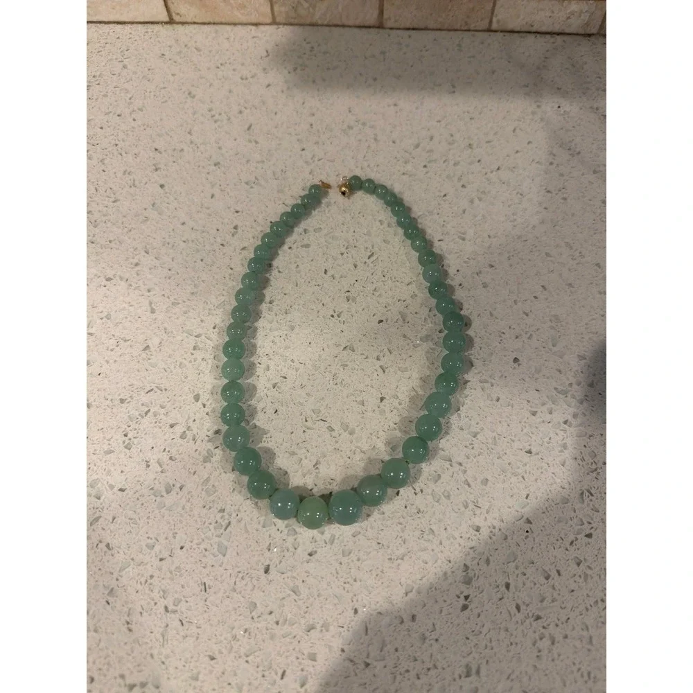 Vintage Green Jade Aventurine Graduated Bead Necklace 18